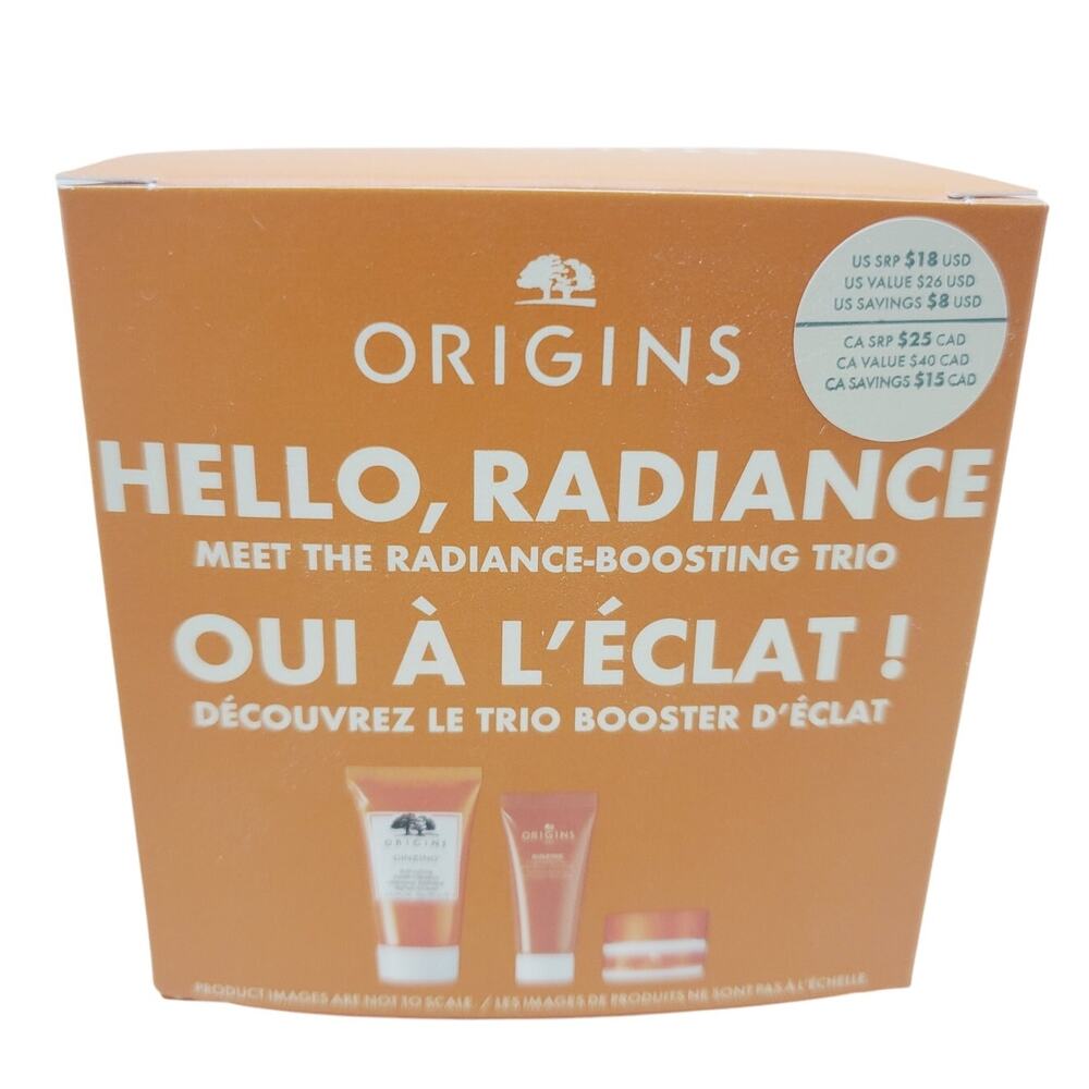Origins Hello Radiance Boosting Trio Ginzing Cleanser - Gel Cream - Eye Cream